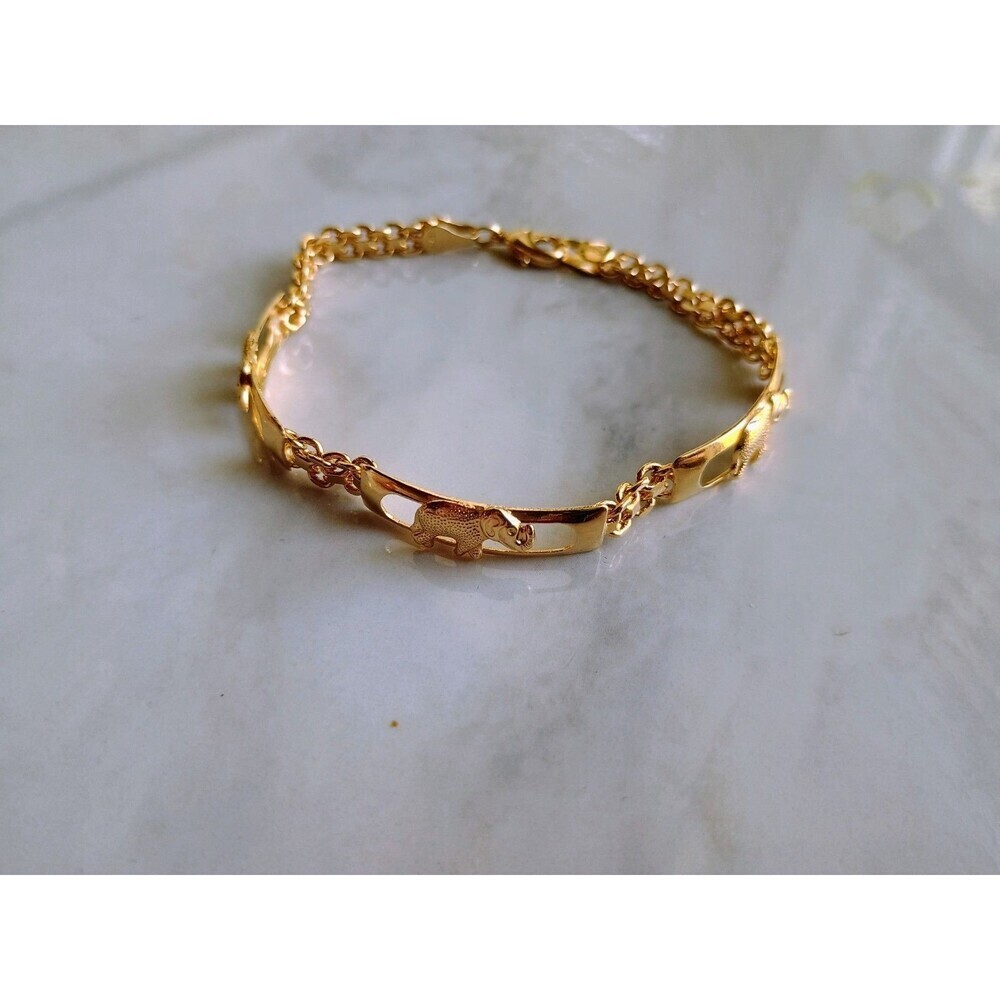 18K Gold Plated Elephant Bracelet For Women